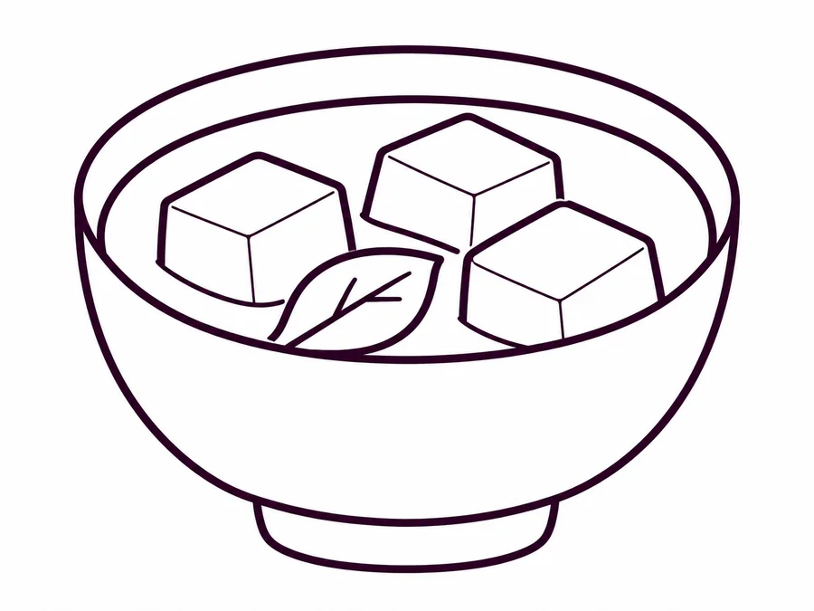 Miso Soup coloring page with clear uncolored outlines
