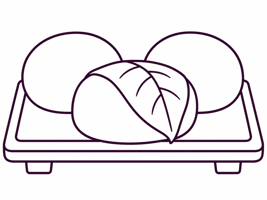 Mochi Rice Cakes coloring page with clear uncolored outlines