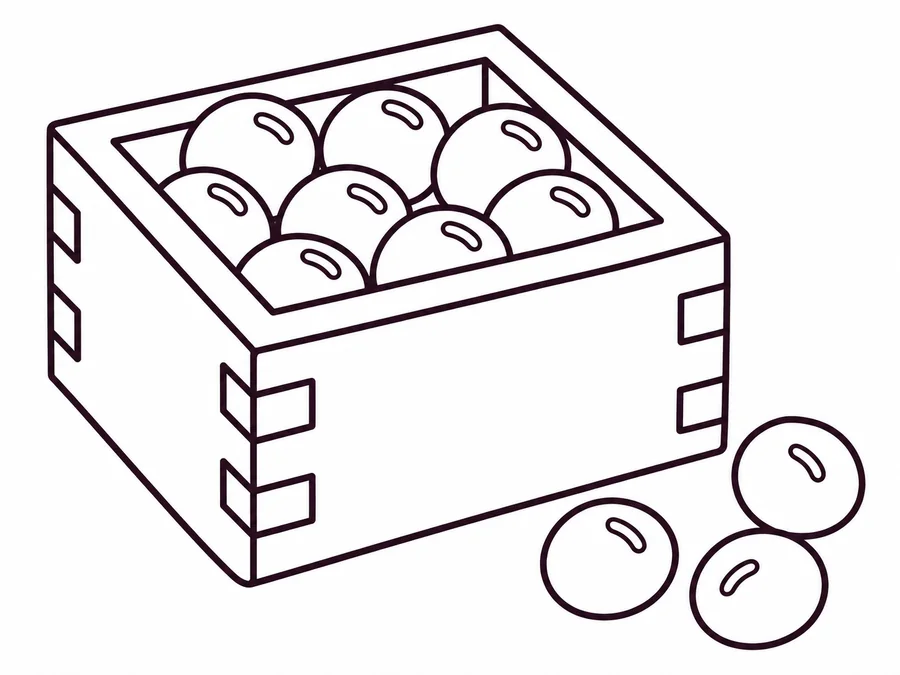 Setsubun Bean Box coloring page with clear uncolored outlines