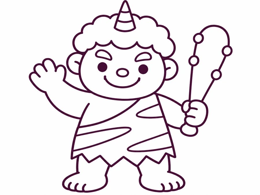 Friendly Setsubun Oni coloring page with clear uncolored outlines