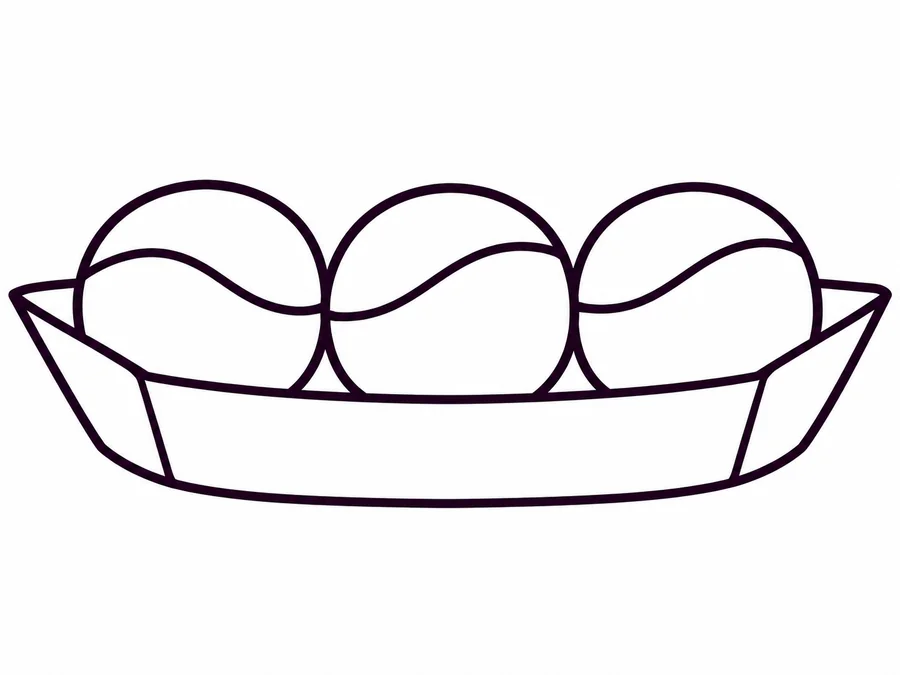 Takoyaki coloring page with clear uncolored outlines