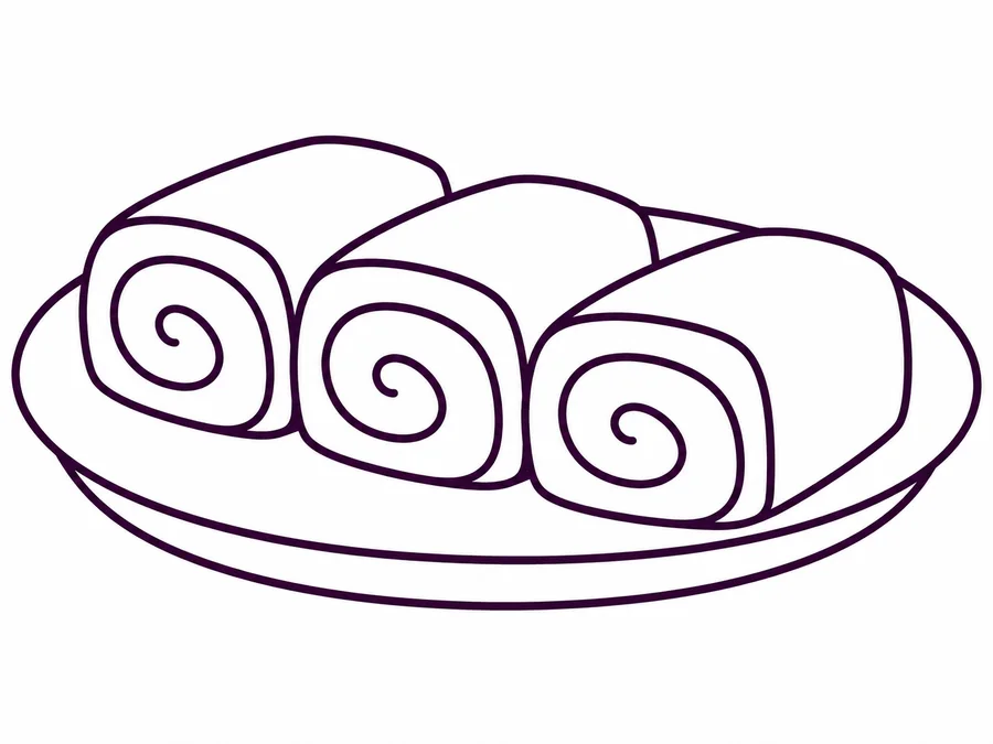 Rolled Omelet coloring page with clear uncolored outlines