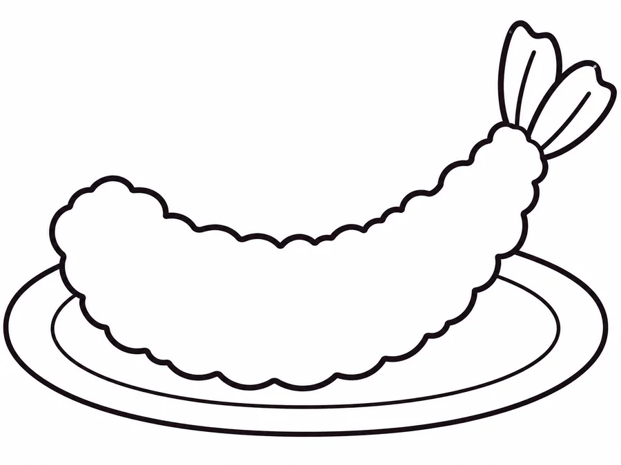 Tempura Shrimp coloring page with clear uncolored outlines