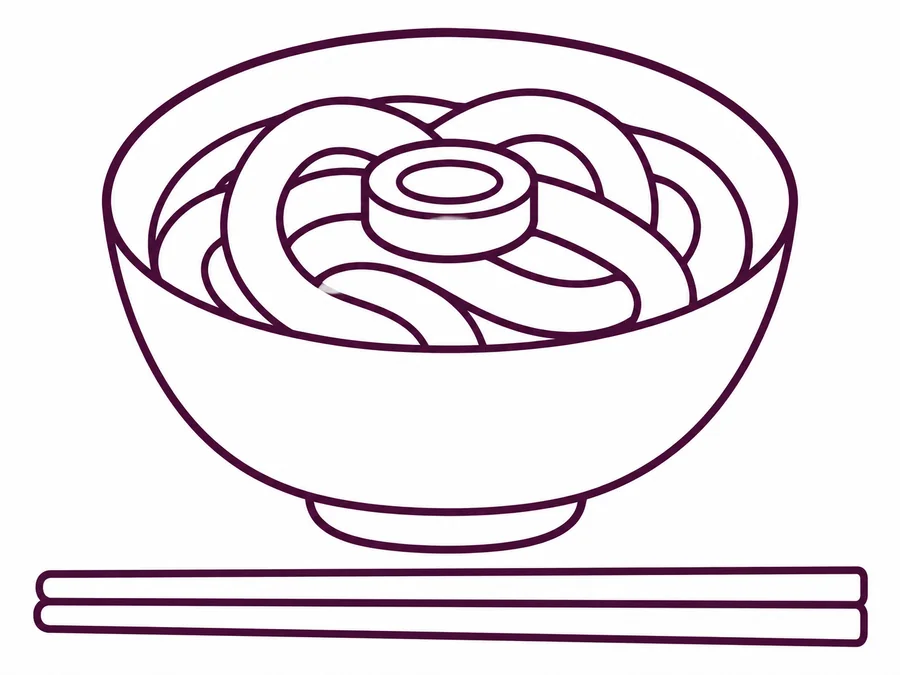 Udon Noodles coloring page with clear uncolored outlines