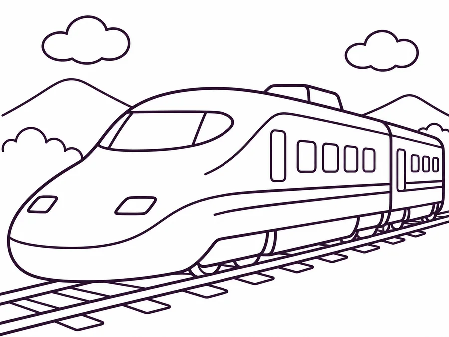 Yellow Inspection Train coloring page with clear uncolored outlines