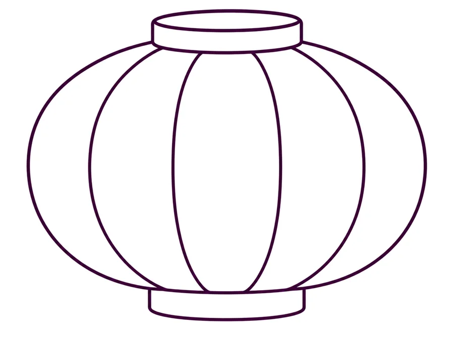 Accordion paper lantern coloring page with clear uncolored outlines